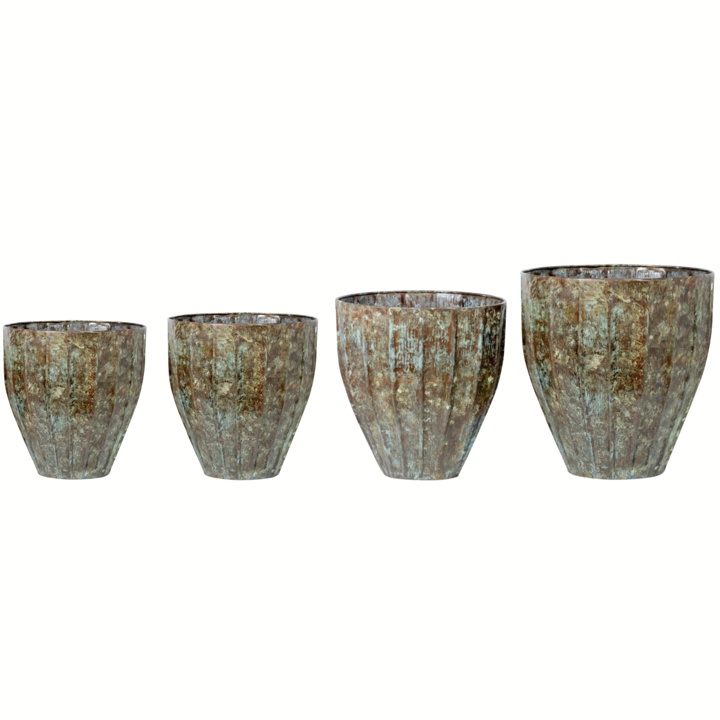 Deko Gefäß Rillen 4er Set irish green