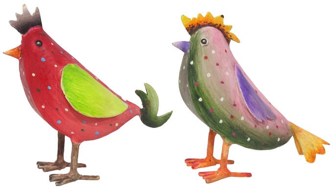 Vogel bemalt 2fach sort. bunt