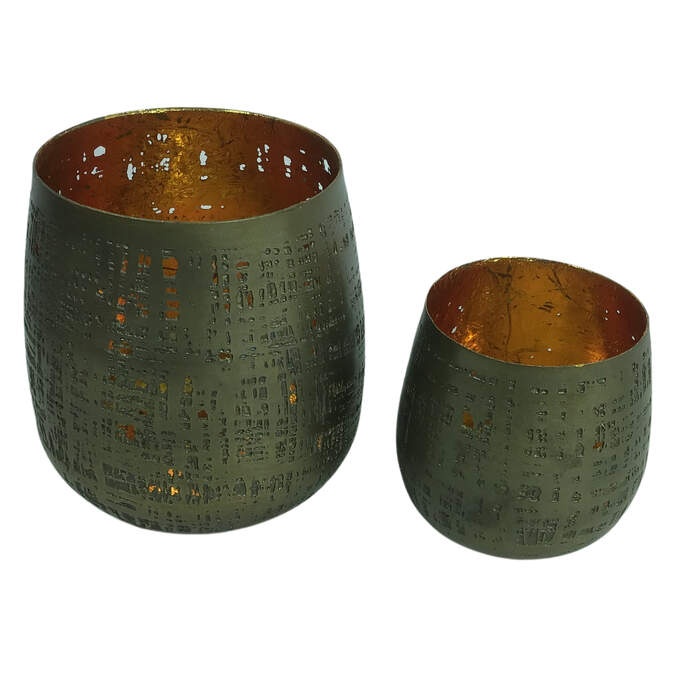 Windlicht 2er Set Alu roh bronze