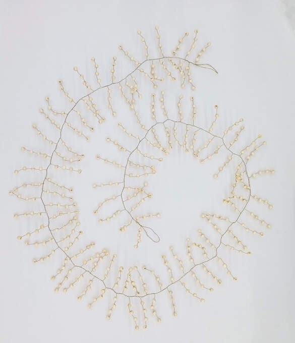 Girlande Perlen Holz creme