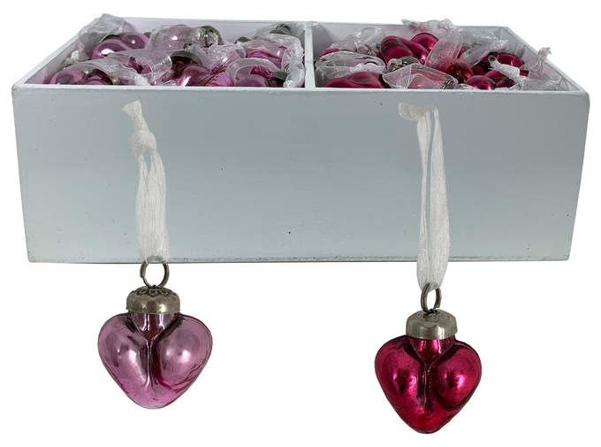 Ornament Herz häng. Box 90 St. pink hell/dunkel