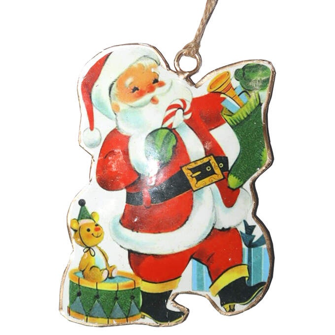 Santa m. Geschenk häng. rot