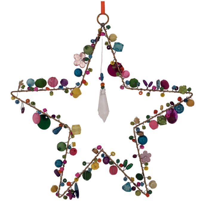 Perlen Stern pink/bunt